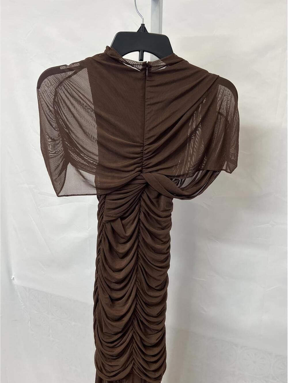 Amanda Uprichard x REVOLVE Evianna Mesh Gown in Chocolate Brown - Picture 7 of 12